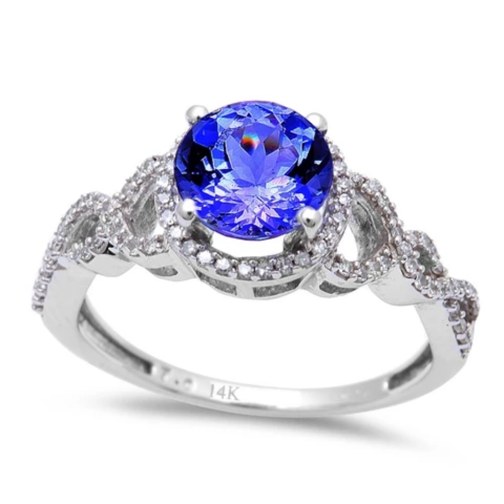 White Gold Tanzanite And Diamond Engagement Ring 1299$
